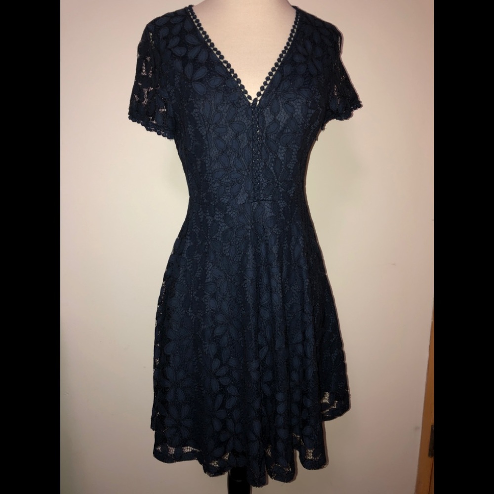 Boutique navy blue floral formal summer dress